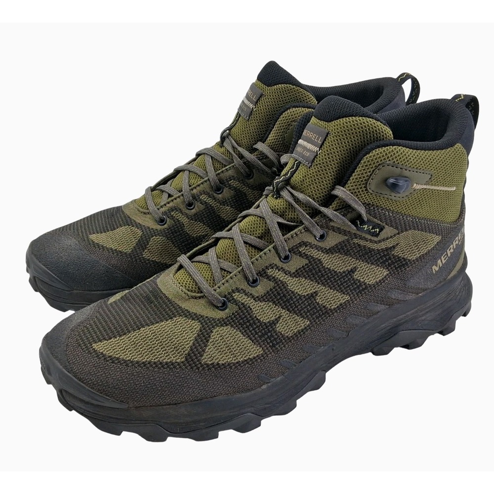 Merrell Speed Eco Hiking Boots Mens Size 12 Green Waterproof Trail Ankle Combat